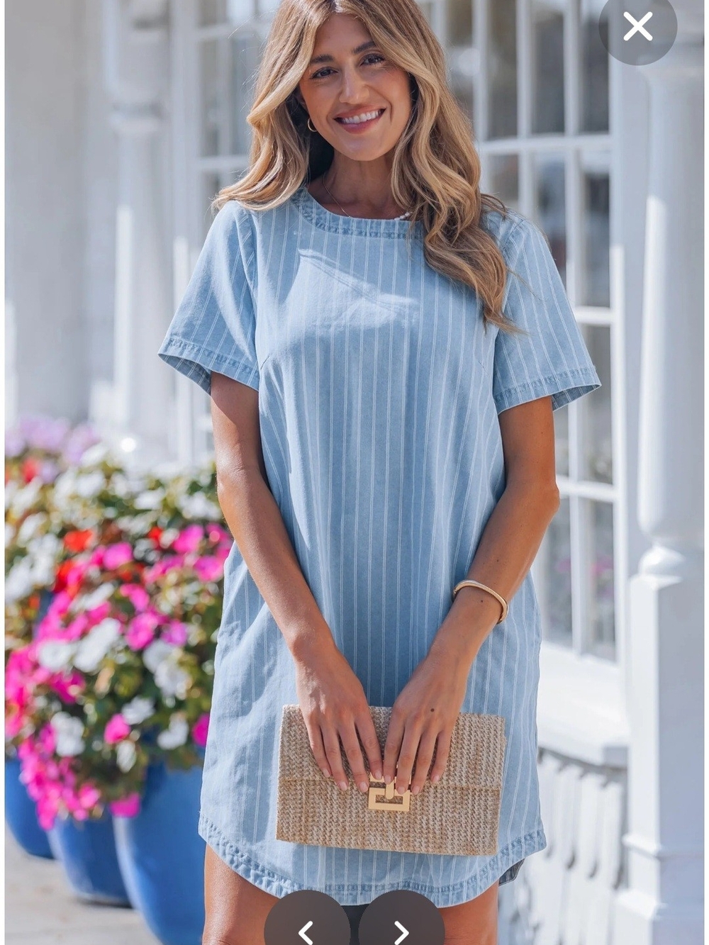 Blu Pepper Light Blue Striped Mini Dress